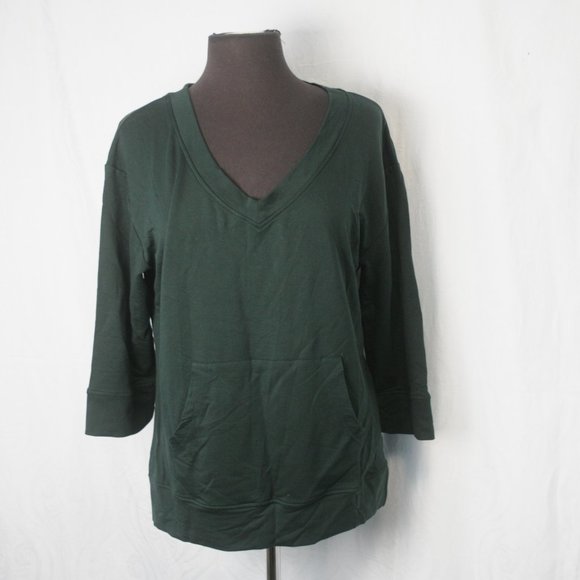 Dark Green T-Shirt with Hoodie Pocket - Picture 1 of 5